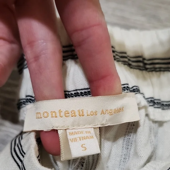 Monteau Black and Linen White Wide Leg Pants - Picture 2 of 8